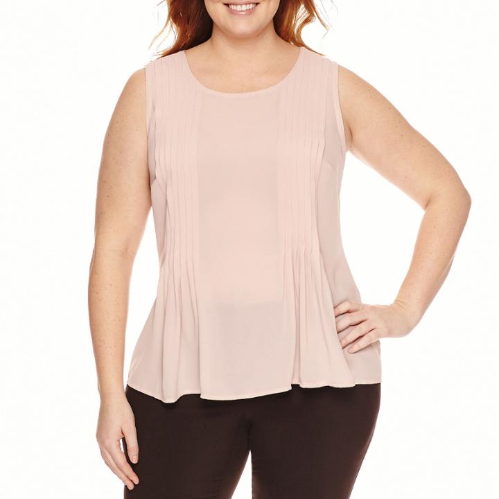 Worthington Sleeveless Woven Shell - Plus