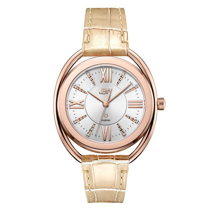 Jbw 1 Diamond At .01ctw Womens Brown Strap Watch-j6357e