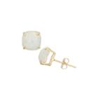 Cushion White Opal 14k Gold Stud Earrings
