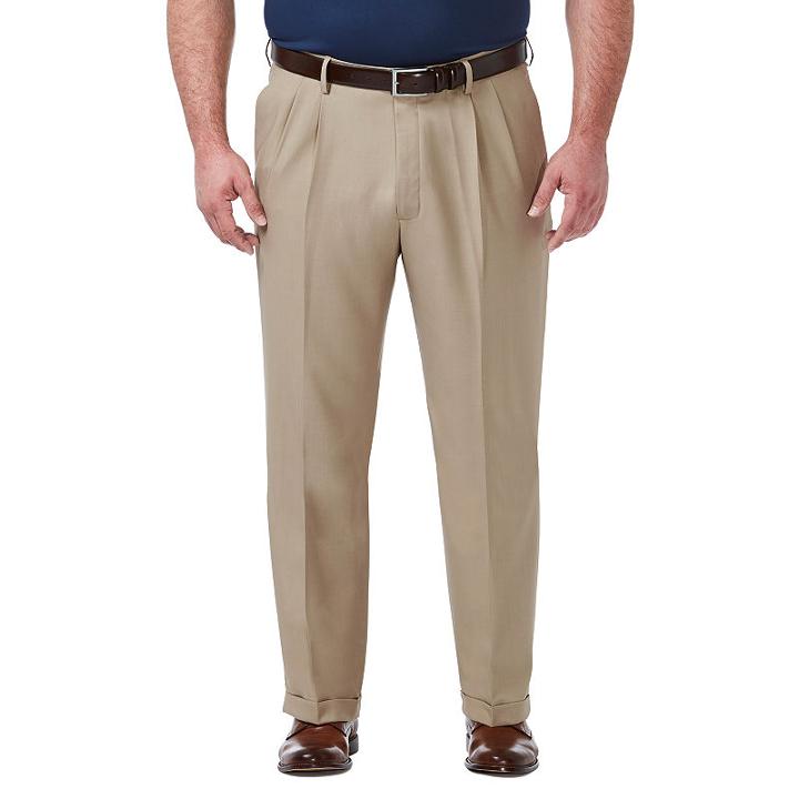Haggar Premium Comfort Dress Classic Fit Pleated Pants-big And Tall