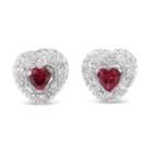 1/3 Ct. T.w. Heart Red Ruby Sterling Silver Stud Earrings