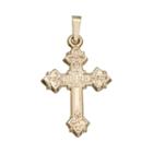 Hollow 14k Yellow Gold Rounded Edge Cross Charm