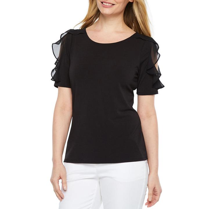 Worthington Elbow Sleeve Knit Top-petites