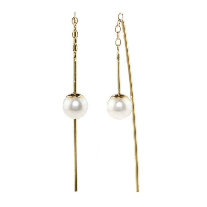 Genuine White Pearl 14k Gold Drop Earrings