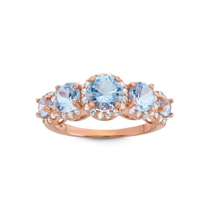 Lab-created Aquamarine & White Sapphire 14k Gold Over Silver Ring