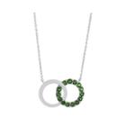 Lab-created Emerald Interlocking Double-circle Sterling Silver Necklace