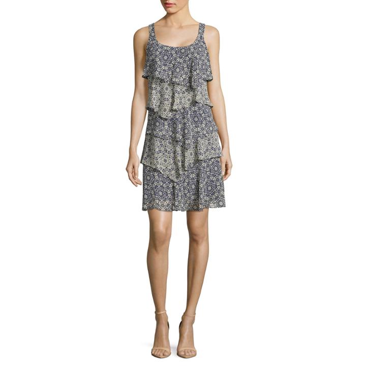 Robbie Bee Sleeveless Tiered A-line Dress-petites