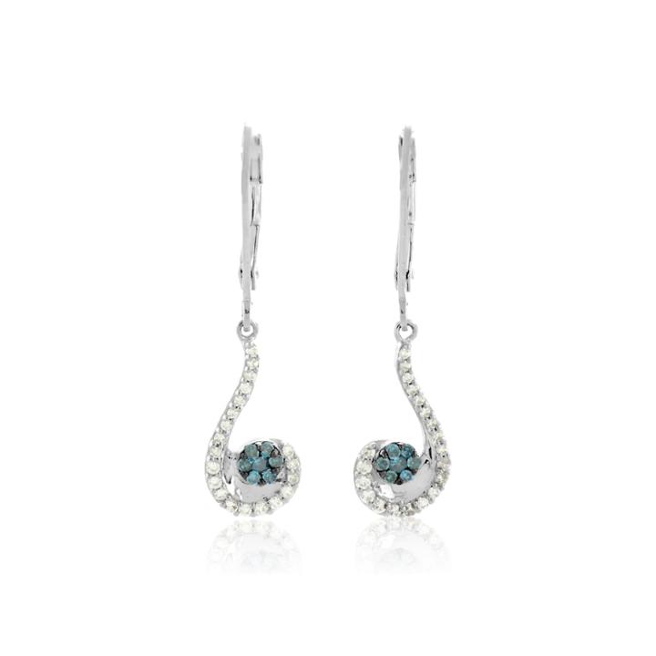 1/3 Ct. T.w. Blue Diamond Sterling Silver Drop Earrings