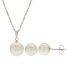 Cultured Freshwater Pearl Sterling Silver Stud Earring & Pendant 2-pc Set