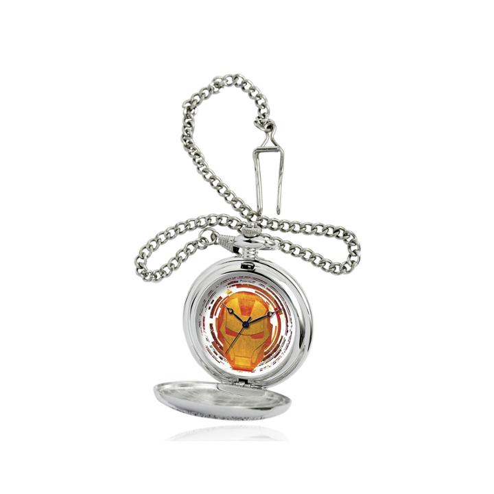 Marvel Iron Man Mens Silver-tone Pocket Watch