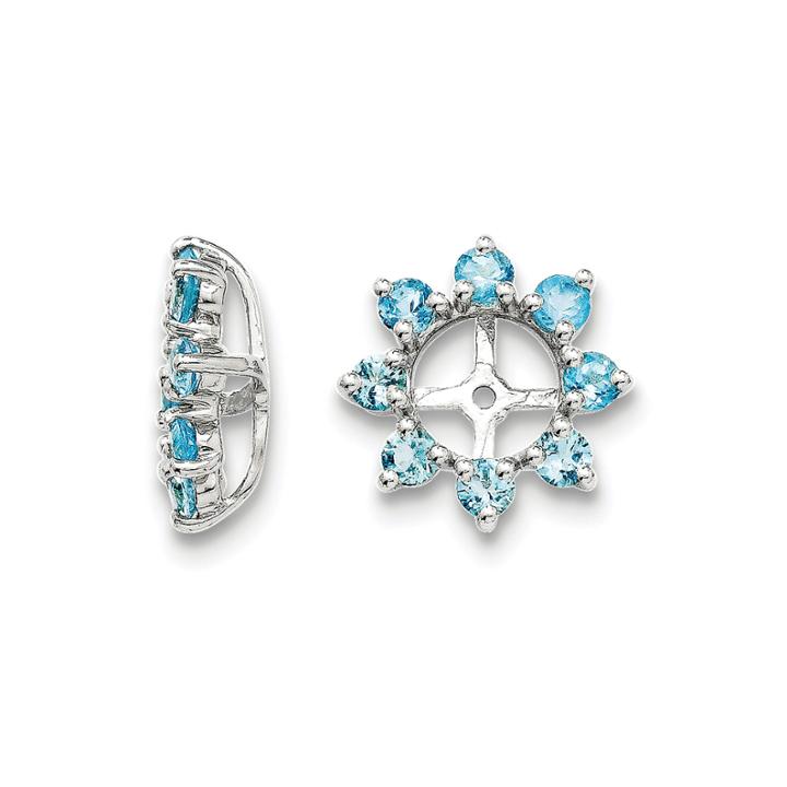 Genuine Swiss Blue Topaz Sterling Silver Earring Jackets