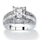 Diamonart Womens 5 Ct. T.w. Emerald White Cubic Zirconia Engagement Ring