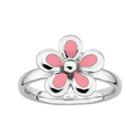 Personally Stackable Sterling Silver Pink Flower Stackable Ring