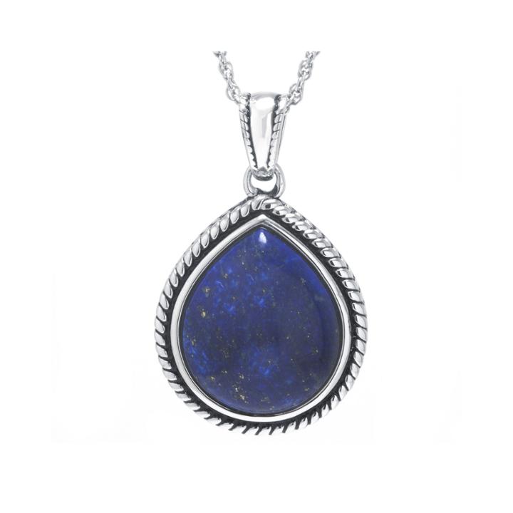 Dyed Blue Lapis Sterling Silver Teardrop Pendant Necklace