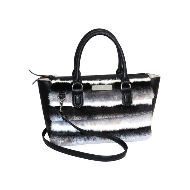 Adrienne Landau Striped Faux Fur Bowery Tote