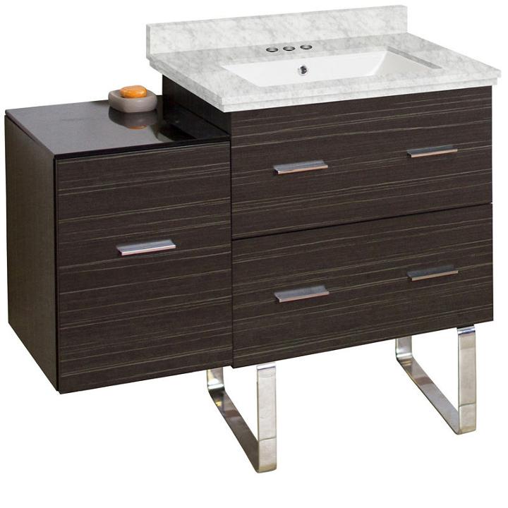 37.75-in. W Floor Mount Dawn Grey Vanity Set For 3h4-in. Drilling Bianca Carara Top White Um Sink