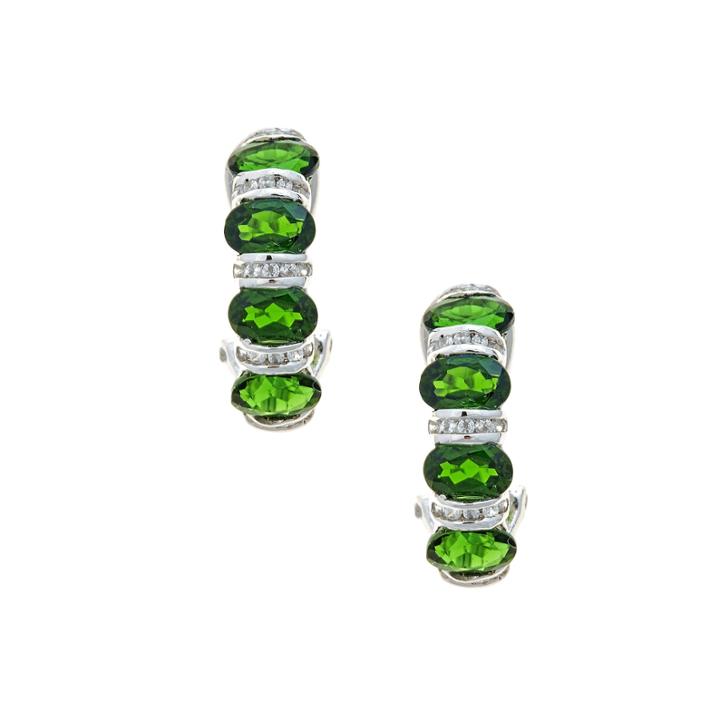 Limited Quantities Round Chrome Diopside Sterling Silver Drop Earrings