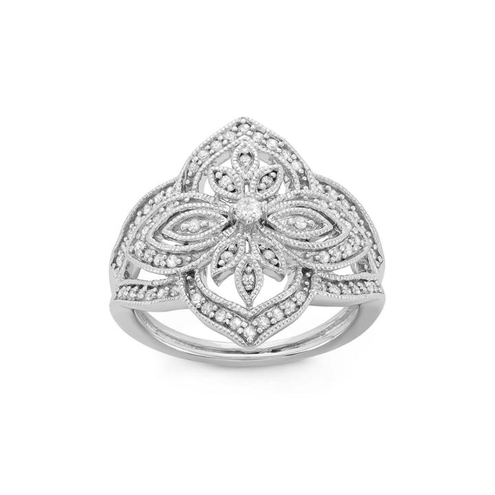 Womens 3/8 Ct. T.w. White Diamond Sterling Silver Cocktail Ring