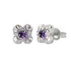 Purple Amethyst 7.6mm Flower Stud Earrings