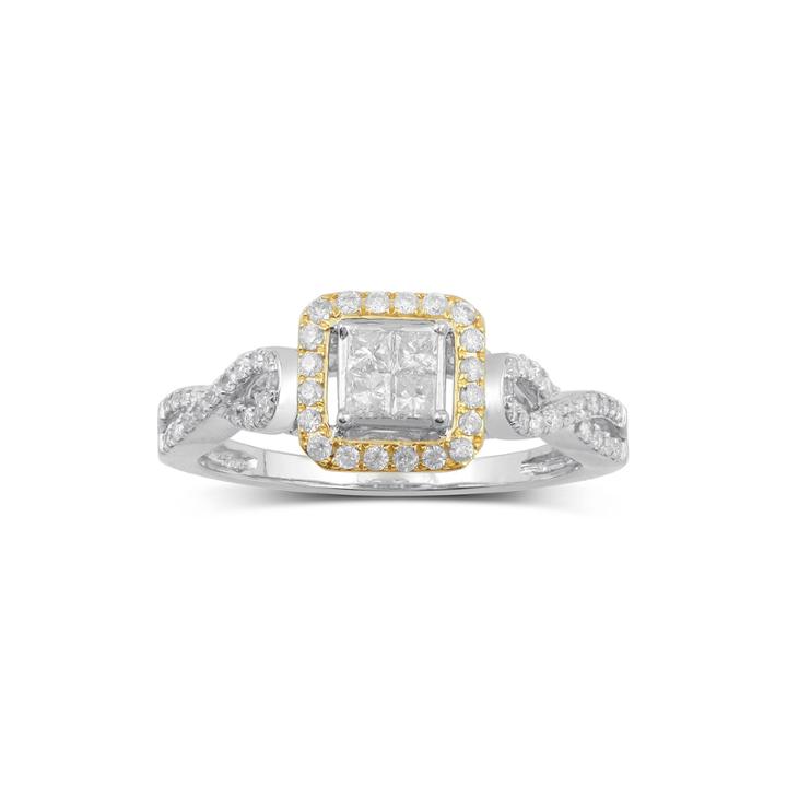 1/2 Ct. T.w. Diamond 10k Two-tone Gold Multi Top Bridal Ring