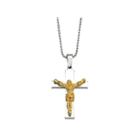 Mens Stainless Steel Yellow Ip-plated Crucifix Pendant
