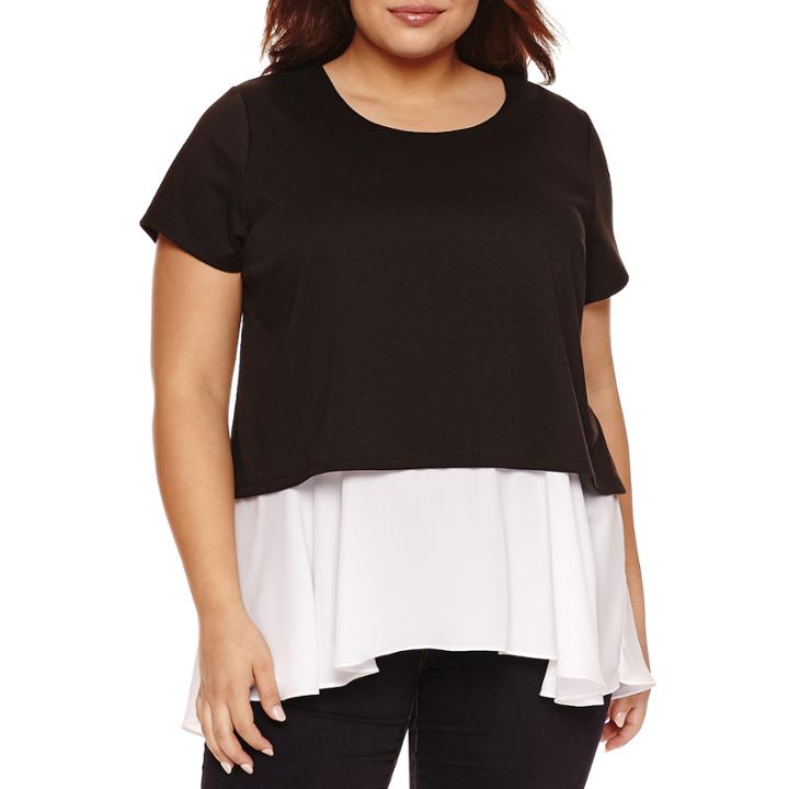 Boutique + Short Sleeve Scoop Neck T-shirt-plus
