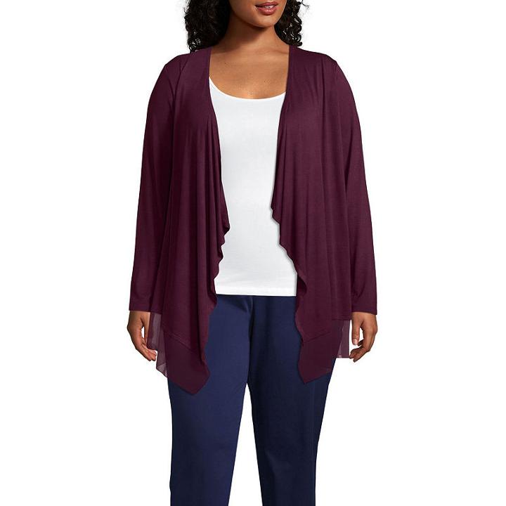 Worthington Long Sleeve Open Front Cardigan - Plus