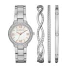 Liz Claiborne Womens Silver Tone 4-pc. Watch Boxed Set-lc9050