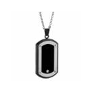 Mens White Cubic Zirconia Stainless Steel Pendant Necklace
