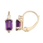 Purple Amethyst Rectangular Drop Earrings