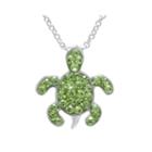 Silver Plated Green Crystal Turtle Pendant Necklace