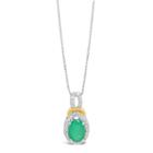 Womens 1/8 Ct. T.w. Green Emerald 10k Gold Pendant Necklace