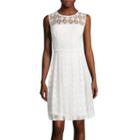 London Style Collection Sleeveless Daisy Dot Lace Fit-and-flare Dress