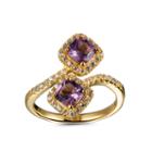 Womens Amethyst Purple 14k Gold Over Silver Bypass Ring