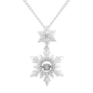 Enchanted Disney Fine Jewelry Womens 1/10 Ct. T.w. Genuine White Diamond Star Frozen Pendant Necklace