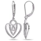 1/10 Ct. T.w. Genuine White Diamond Heart Drop Earrings