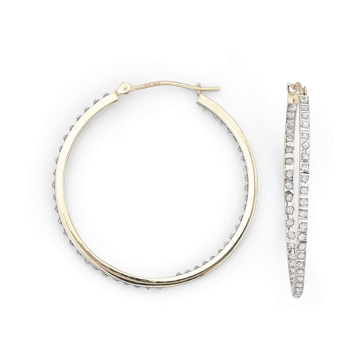 Diamond Fascination&trade; Earrings, 31.9mm Round Hoops