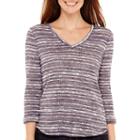 Liz Claiborne 3/4-sleeve Striped Knit T-shirt