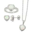 Lab-created Opal & White Sapphire 3-pc. Heart Jewelry Set
