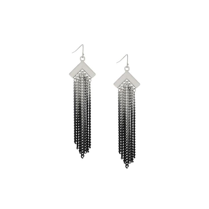 Nicole By Nicole Miller Glass Crystal Silver-tone Drop Earrings