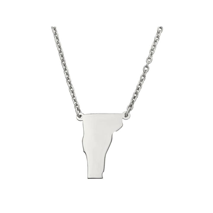 Personalized Sterling Silver Vermont Pendant Necklace