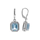 Journee Collection Genuine Blue Topaz And Lab-created White Topaz Sterling Silver Dangle Earrings