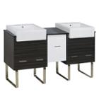59.5-in. W Floor Mount White-dawn Grey Vanity Setfor 1 Hole Drilling Black Galaxy Top