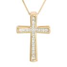 1/4 Ct. T.w. Diamond 10k Rose Gold Cross Pendant Necklace