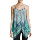 By & By Sleeveless Printed Chiffon Hanky Top