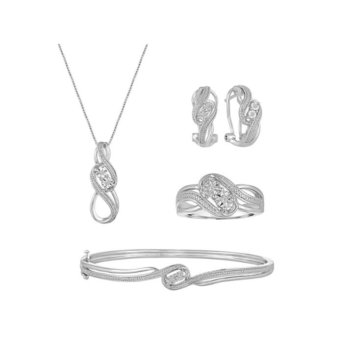 4-pc. 1/5 Ct. T.w. White Diamond Silver Over Brass Jewelry Set