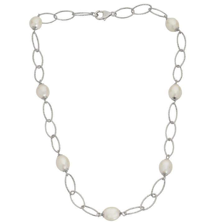 8.5-9mm Cultured Freshwater Pearl Sterling Silver Necklace