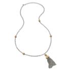 Monet Two-tone Bead Station Tassel Necklace