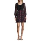 Coffee & Cake Long Sleeve Floral A-line Dress-juniors