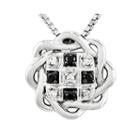 1/10 Ct. T.w. White And Color-enhanced Black Diamond Sterling Silver Celtic Knot Pendant Necklace